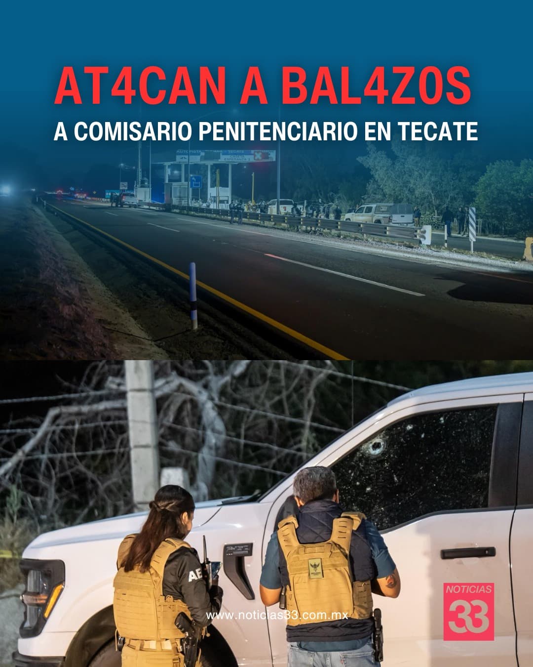 Atacan a disp4ros a comisario del Sistema Estatal Penitenciario de Baja California en Tecate